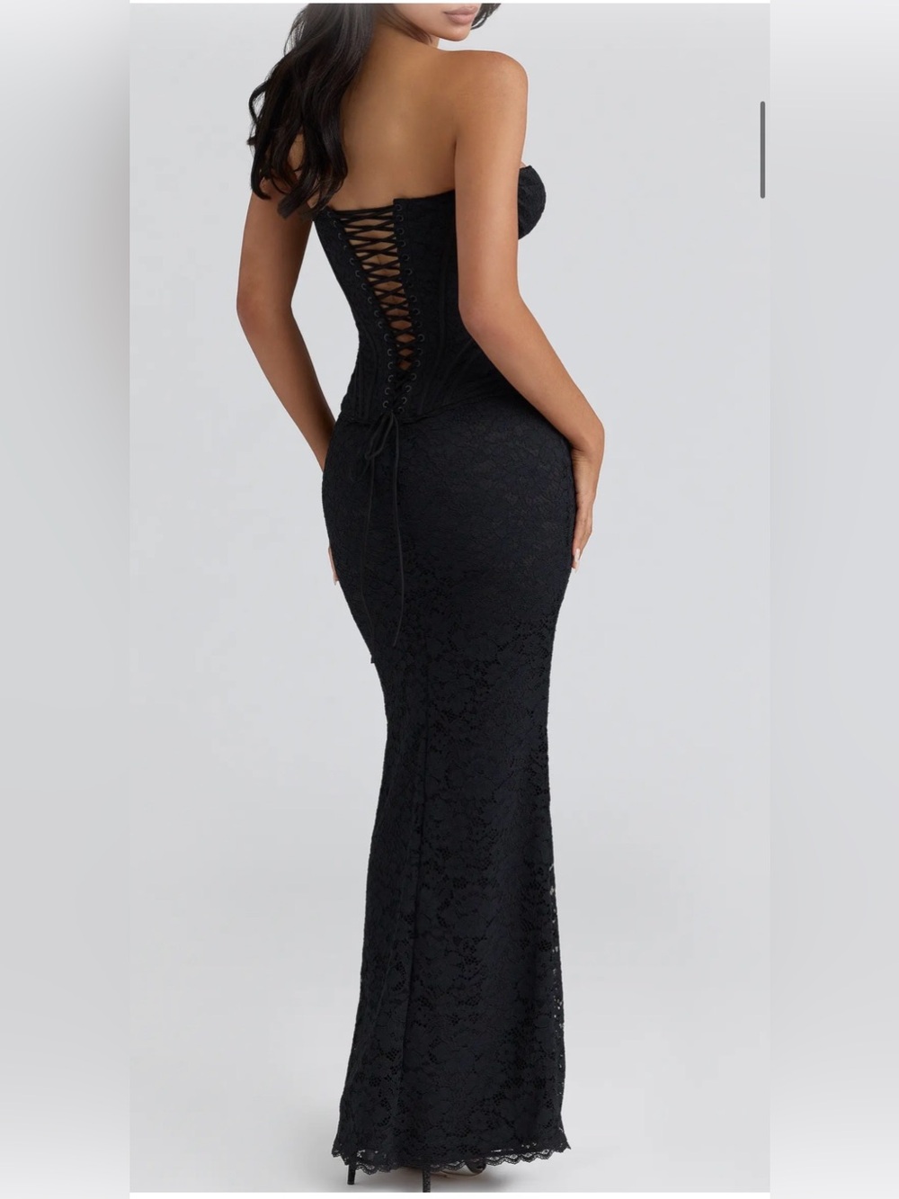 House of CB Black Strapless Corset Lace dress - Picture 2 of 6